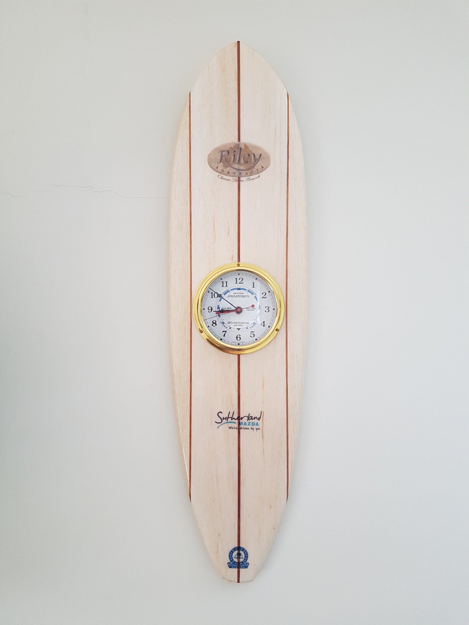 Tide and Time balsa surfboard clock