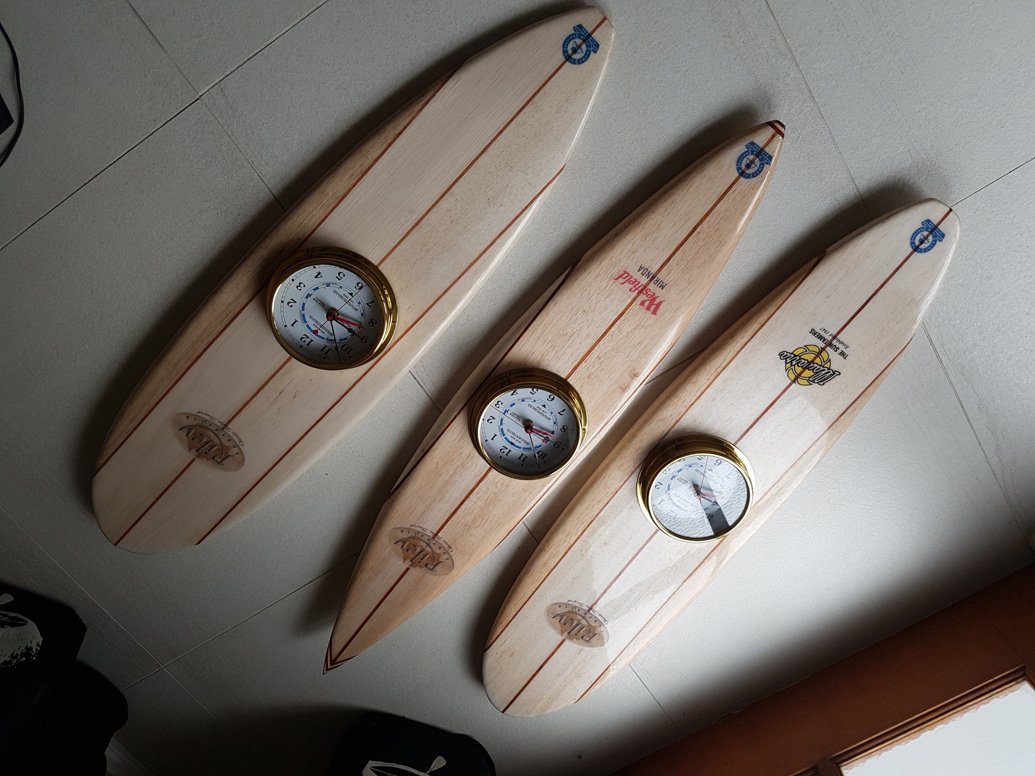Tide and Time balsa surfboard clock