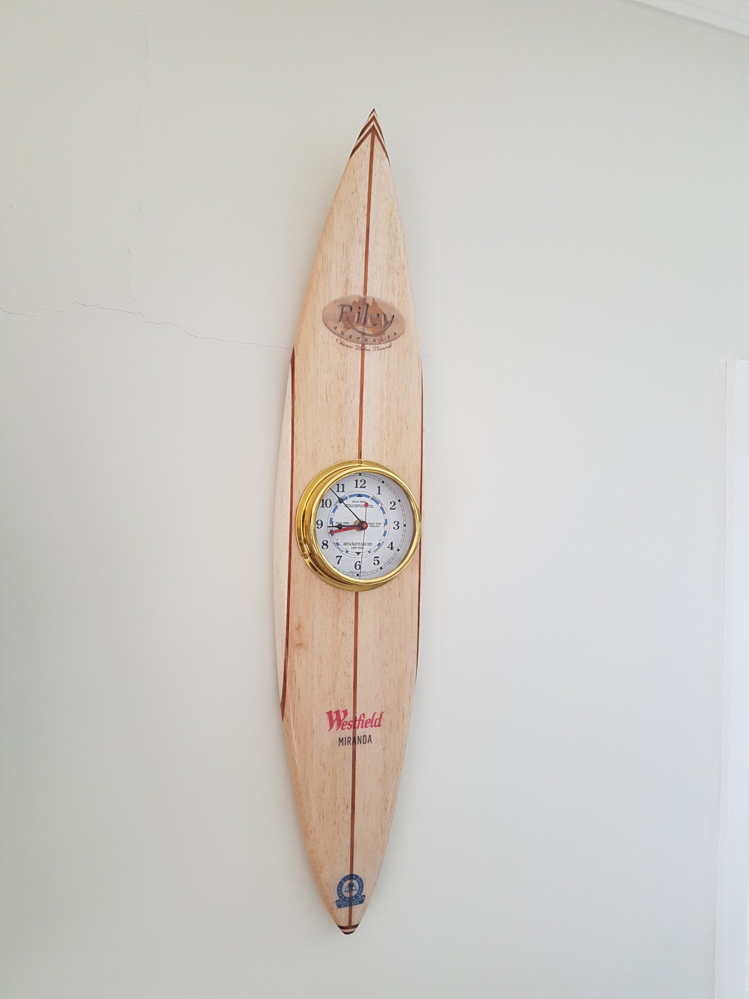Tide and Time balsa surfboard clock