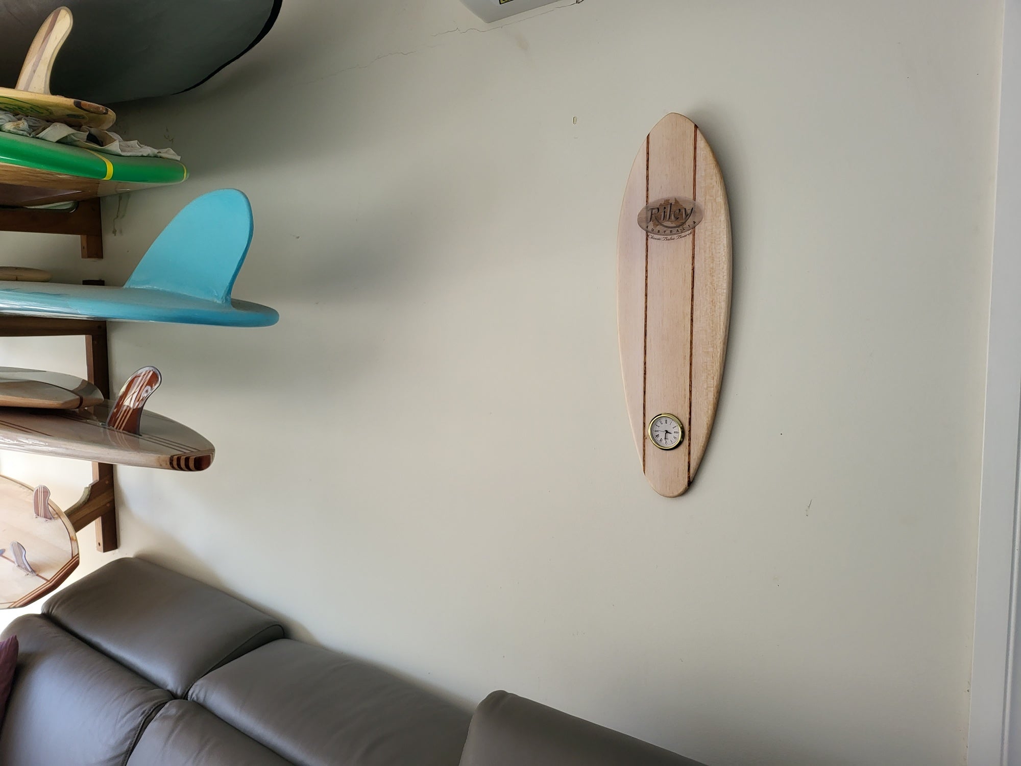 Tide and Time balsa surfboard clock