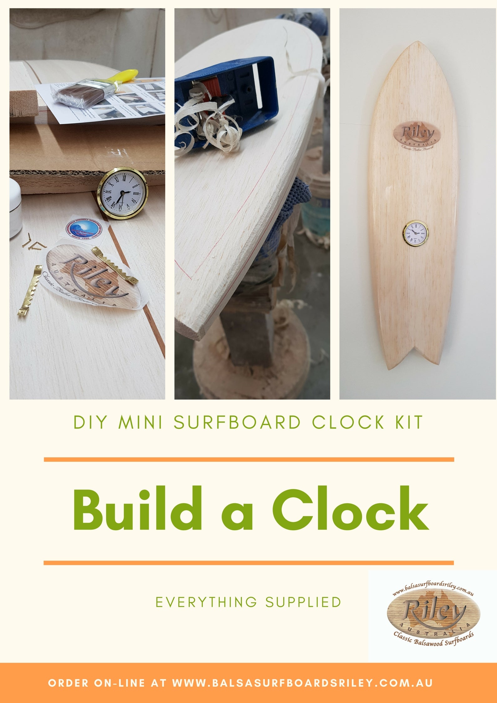 Tide and Time balsa surfboard clock