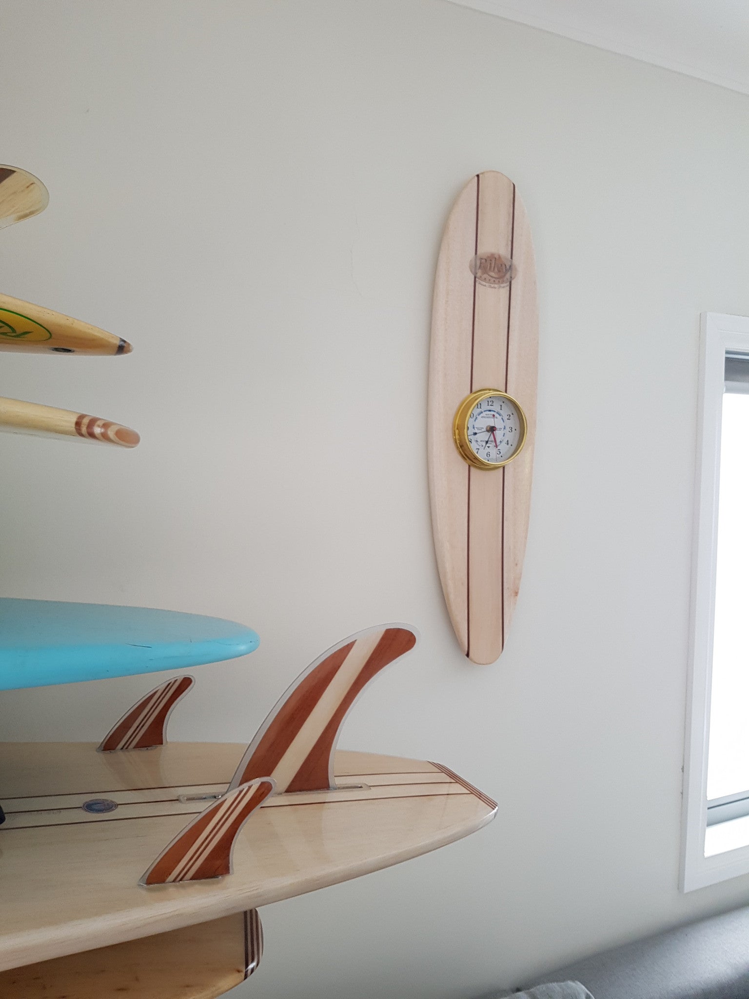 Tide and Time balsa surfboard clock