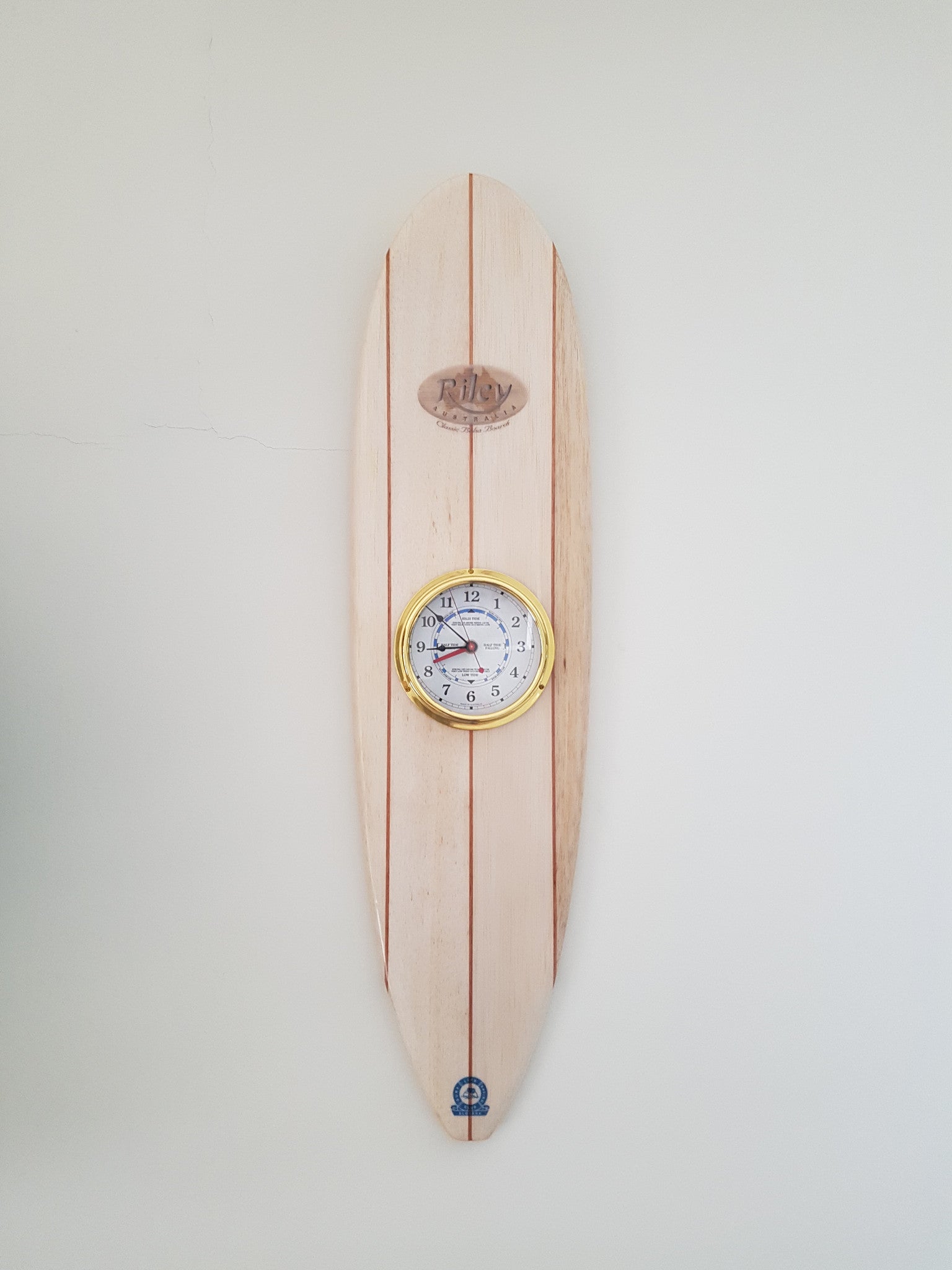 Tide and Time balsa surfboard clock