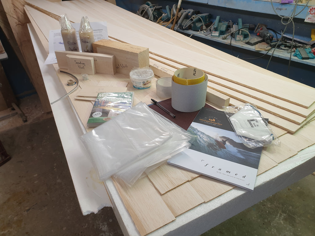 Balsa surfboard shaping set or kit