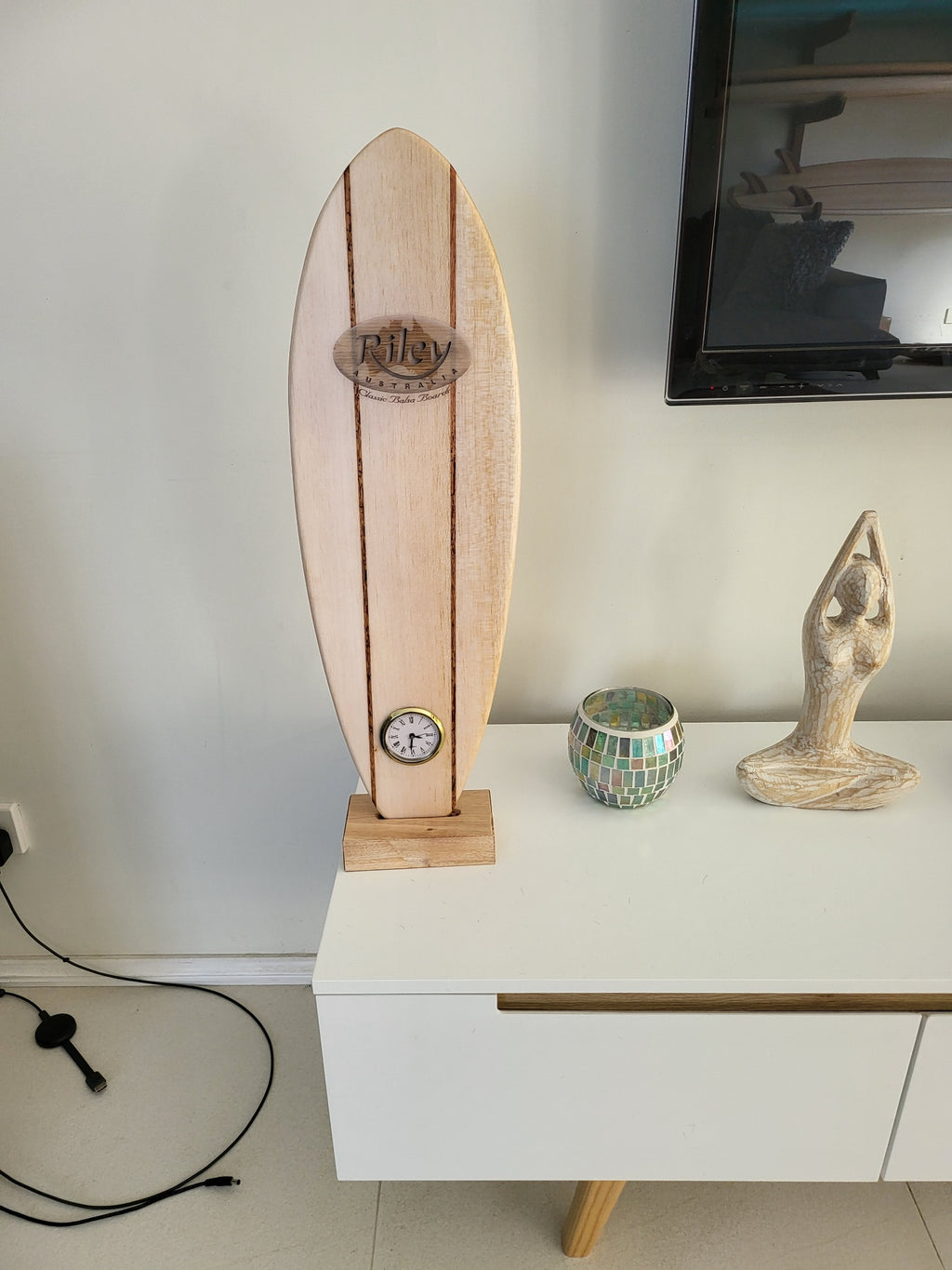 Tide and Time balsa surfboard clock
