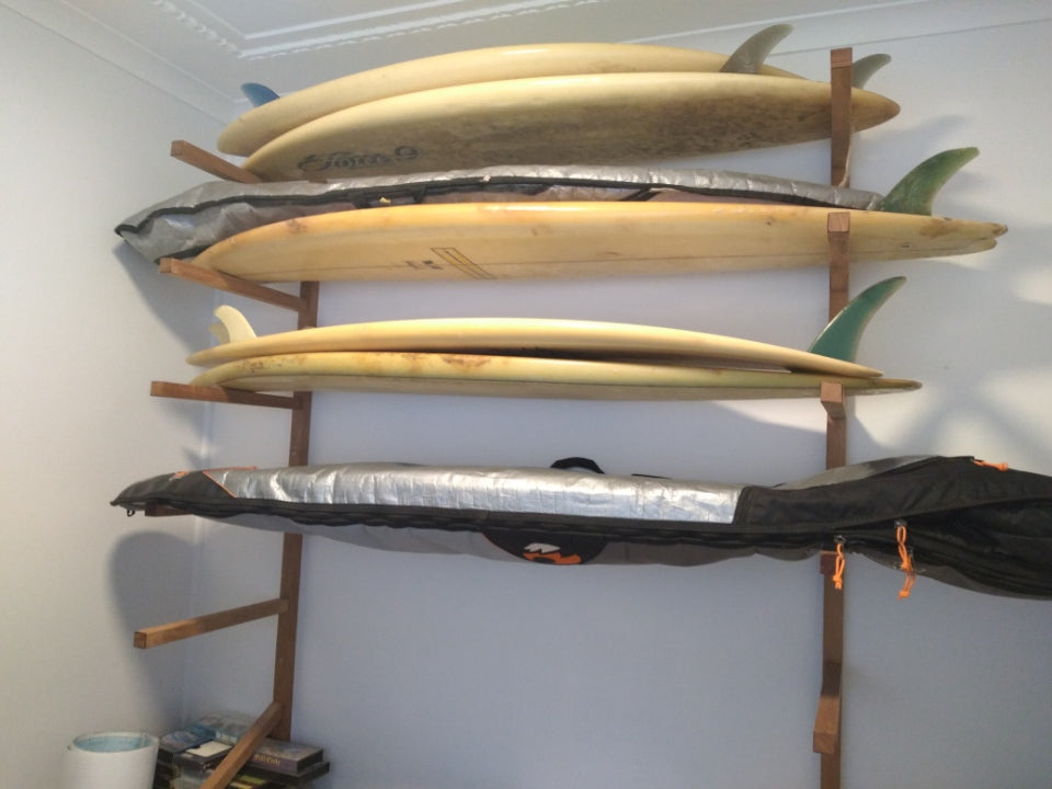 Hand made timber or wood surfboard racks and stands
