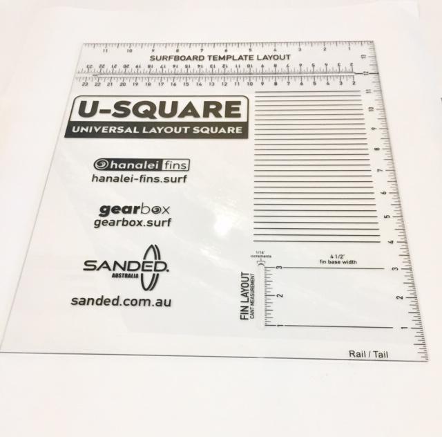 Sanded Australia /Gearbox U- Square Fin Placement Template - Small (half size)