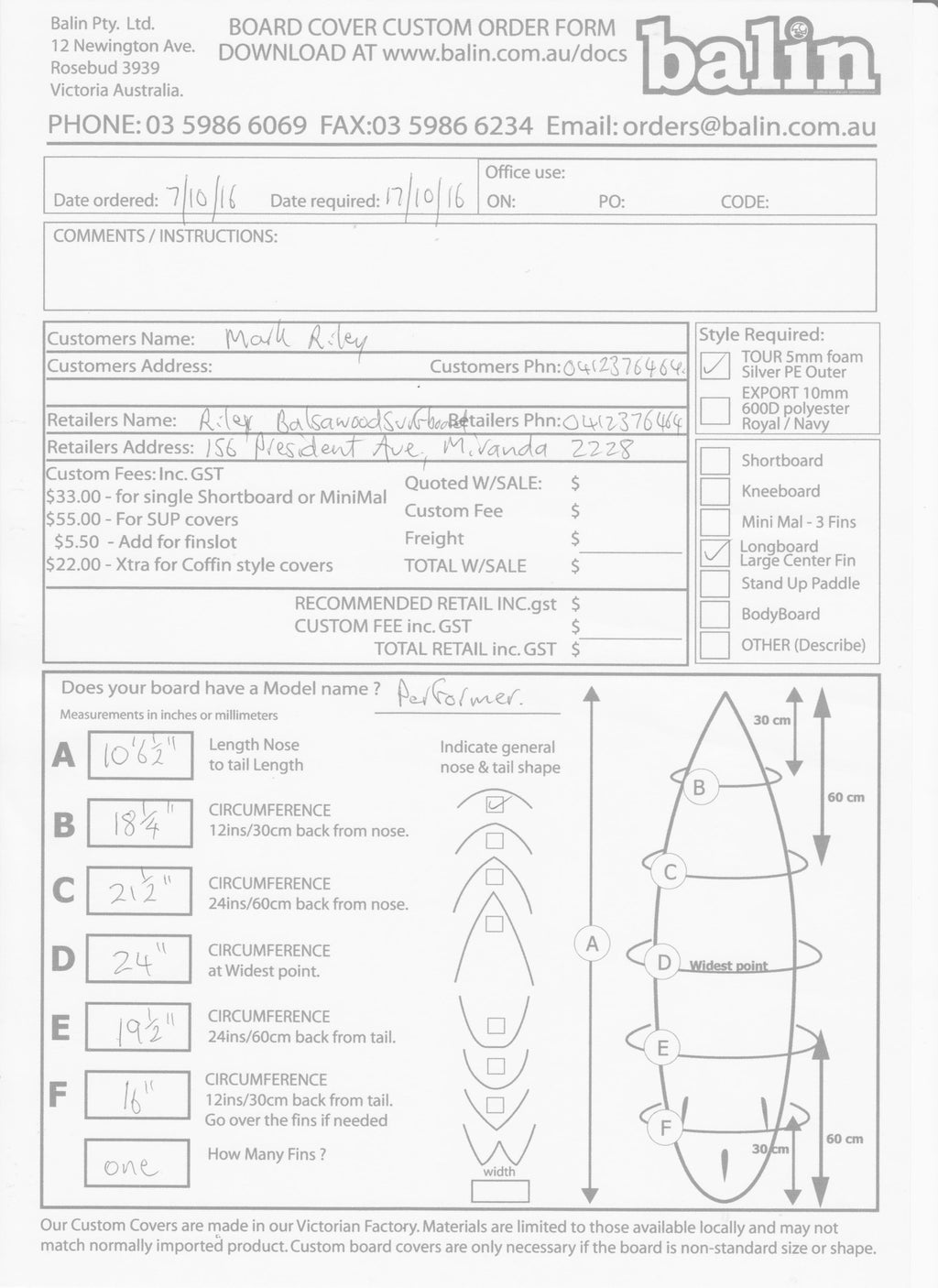 Vented Balin Surfboard covers and bags