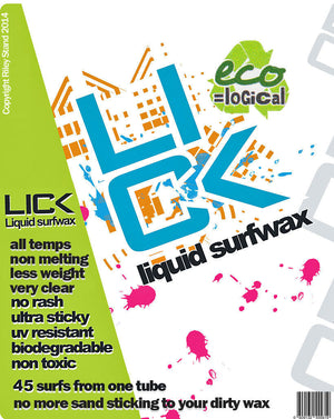 NEW Lick liquid surfboard wax eco friendly economical longlasting no rash